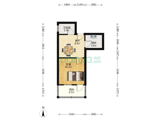 泰南路12号 1室1厅1卫 34平方