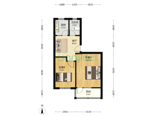西大街58-62号 2室1厅1卫 52平方
