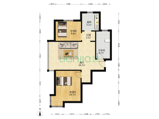 福源小区 2室1厅1卫 92平方