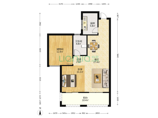 逸品明珠花苑 1室1厅1卫 91平方