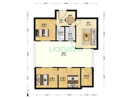 汴京路南街 3室2厅1卫 50平方