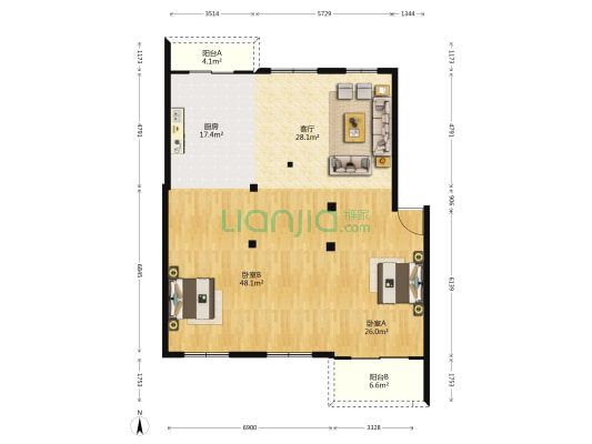敖江站前小区B区 2室1厅0卫 130平方