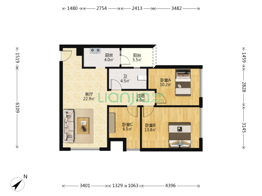 此房住家舒适 交通方便 生活配套齐全-户型图