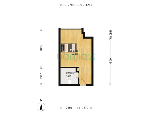 怡龙湾公寓 1室0厅1卫 44平方