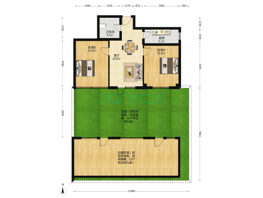 安宁庄东路2号院 2室1厅1卫 80平方