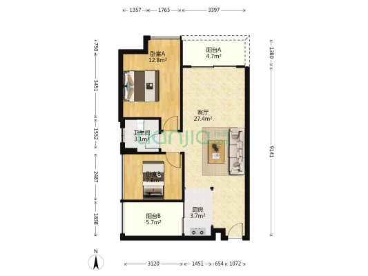 利丰时代 2室1厅1卫 78平方