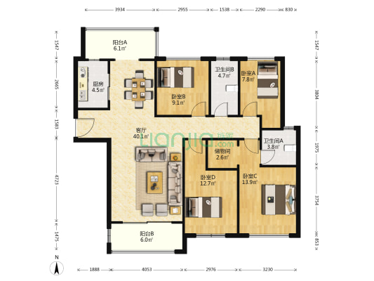 新城金茂梦想玺悦 4室1厅2卫 147平方