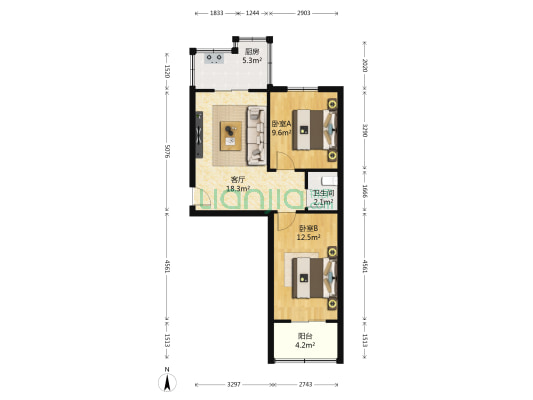 四棉厂住宅自强区 2室1厅1卫 61平方
