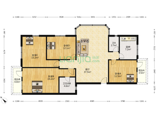 长堤路 4室1厅2卫 139平方