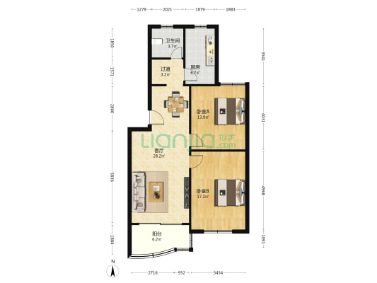 嘉福坊 2室1厅1卫 94平方