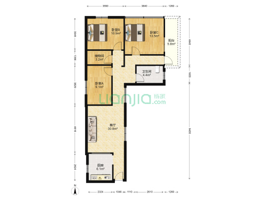 南胜路 3室1厅1卫 96平方