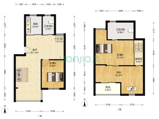 古塘丽景西区 3室1厅2卫 99平方