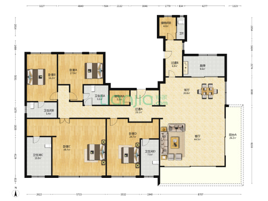 招商公园道 4室2厅5卫 335平方