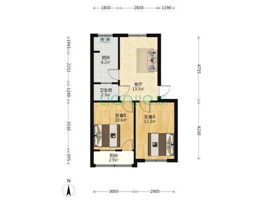 沿溪路69号 2室1厅1卫 59平方
