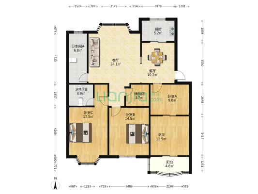 风雅苑 4室2厅2卫 131平方