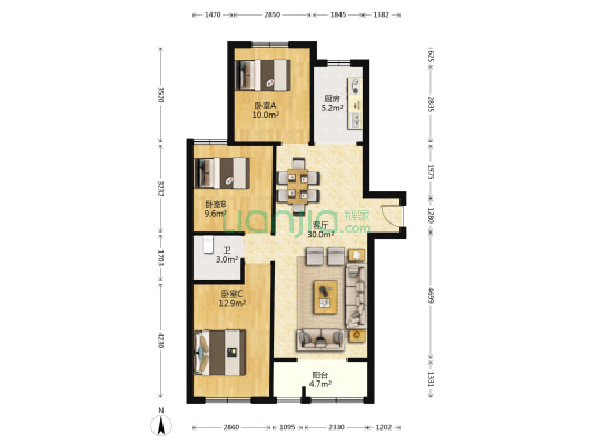 永盛世纪康城 3室1厅1卫 111平方