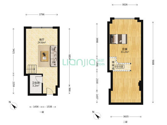 保利城SOHO中心 1室1厅1卫 44平方