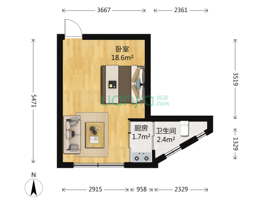 民生家园 1室0厅1卫 36平方