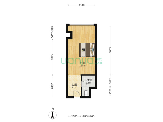 金地中心公寓 1室0厅1卫 55平方