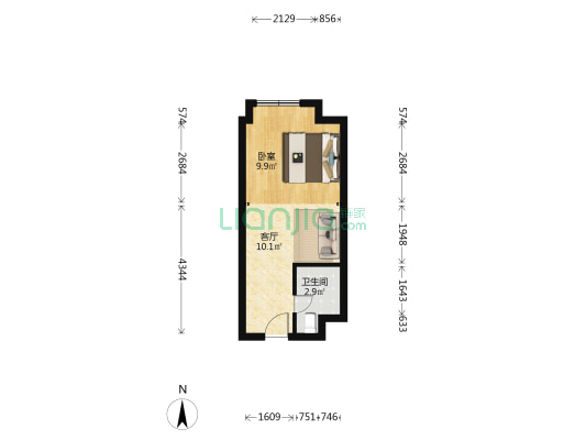泰安城际空间站 1室1厅1卫 34平方