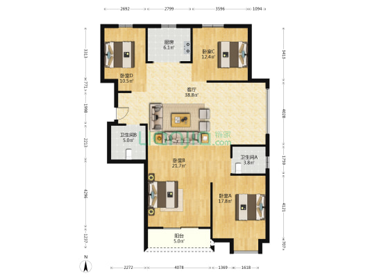 白象壹号 4室1厅2卫 160平方
