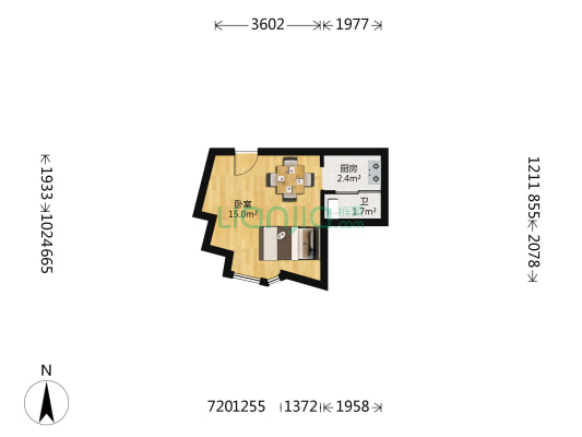 时代大厦 1室0厅1卫 21平方