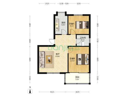 水电段家属院 2室1厅1卫 71平方