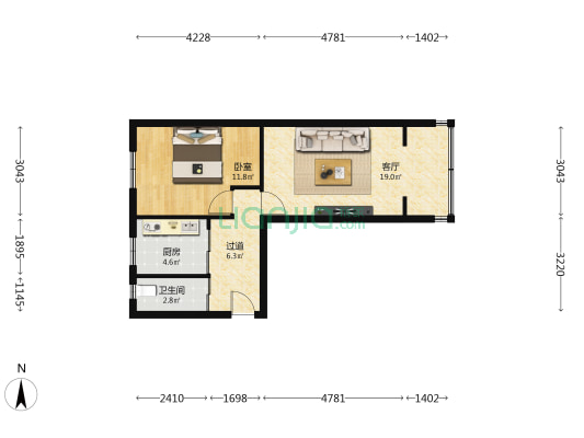 火车站小区 1室1厅1卫 52平方