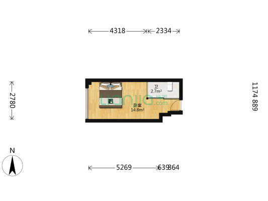 smart地铁公寓 1室0厅1卫 32平方