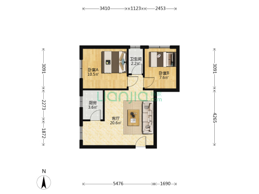 建兴公寓(蒲阳路) 2室1厅1卫 55平方