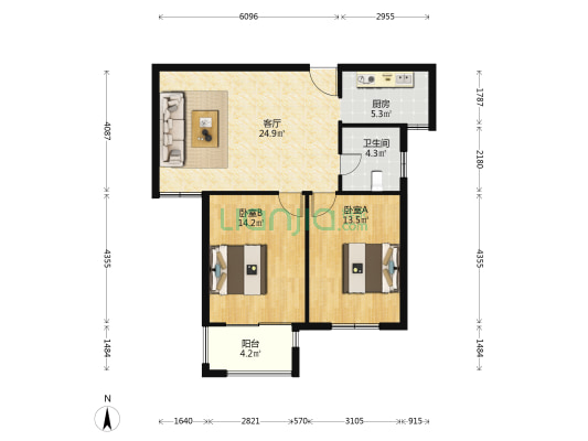 芦村家园 2室1厅1卫 88平方