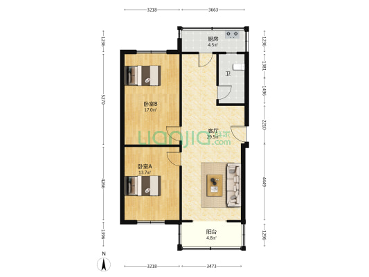 双龙桥装饰城 2室1厅1卫 91平方