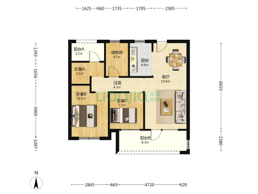 保利·锦上 3室1厅0卫 89平方
