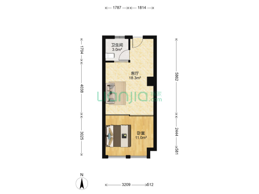 精英汇 1室1厅1卫 55平方