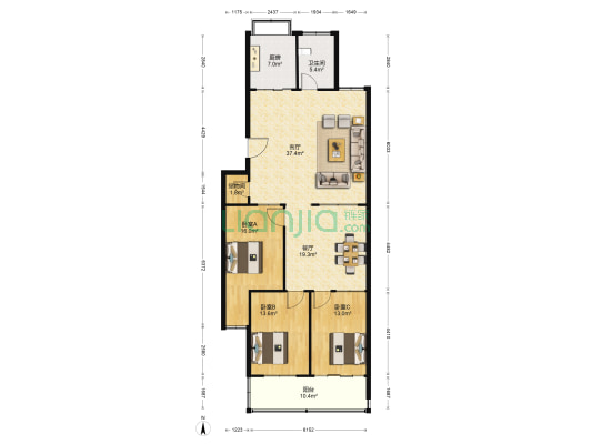 丰产路50号院 3室2厅1卫 132平方