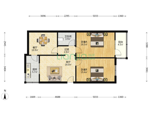 信义巷4号 2室2厅1卫 89平方
