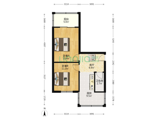 工商行家属楼 2室1厅1卫 52平方