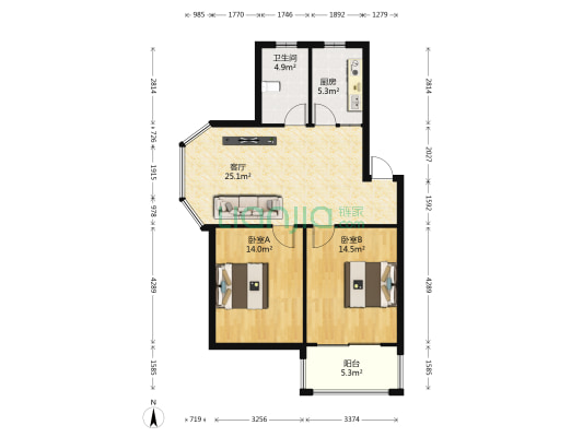 状元新村 2室1厅1卫 86平方