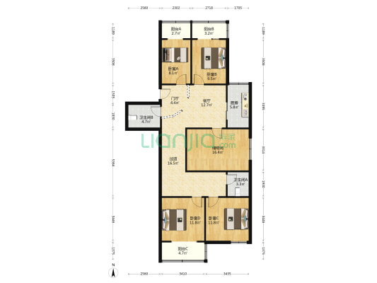 东县门49号 4室1厅2卫 137平方