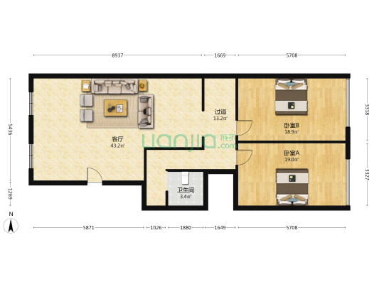 华府西路 2室1厅1卫 135平方