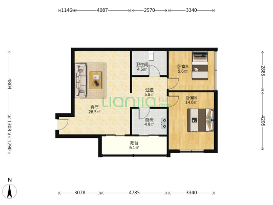 金力大厦 2室1厅1卫 93平方