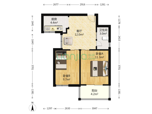 学林雅郡 2室1厅1卫 59平方