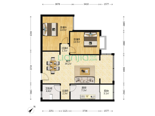 心美TWINS·国际 2室1厅1卫 97平方
