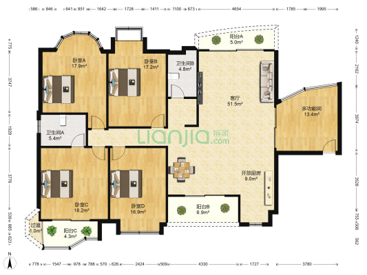 公路局住宅小区 5室1厅2卫 190平方