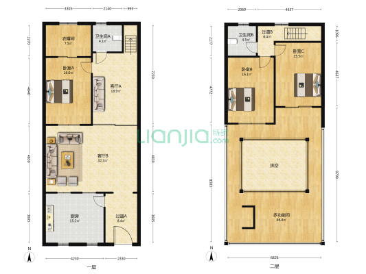 幸福街12号 4室2厅2卫 139平方