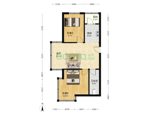 盛恒基生活广场 2室1厅1卫 81平方