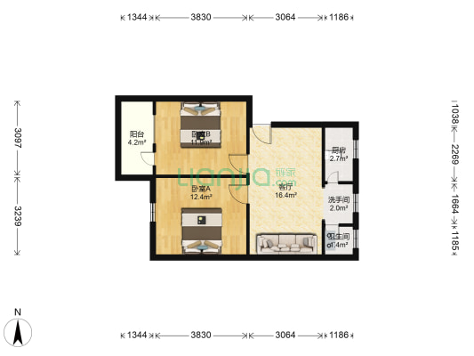 磷肥厂家属区 2室1厅2卫 62平方