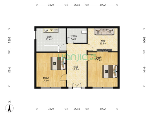卫前路 2室1厅1卫 88平方