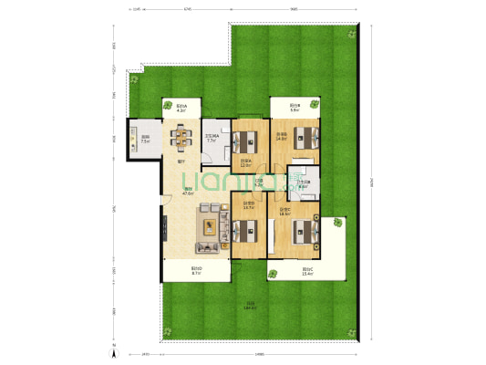 人民大道23-4号 4室1厅2卫 172平方