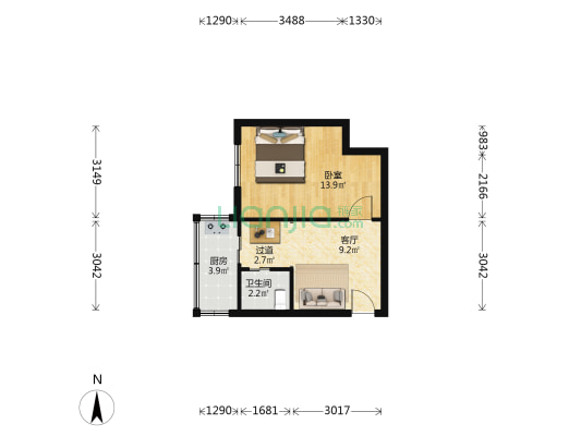 积厚里 1室1厅1卫 39平方